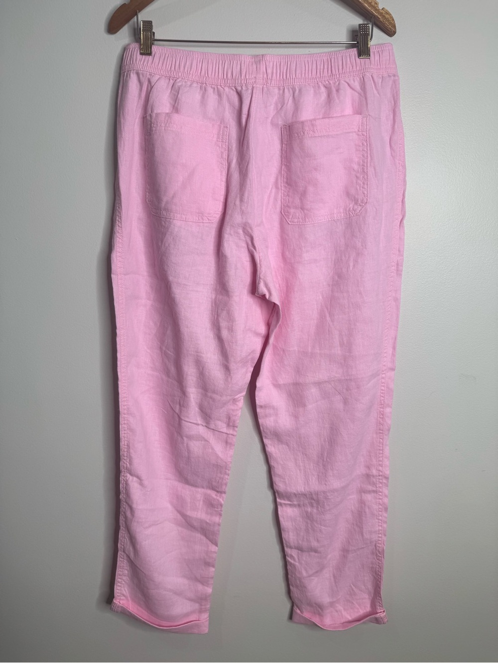 NWT Lilly Pulitzer Pink Taron 100% Linen Tapered Pull-on Pants Large Beach - Picture 8 of 10